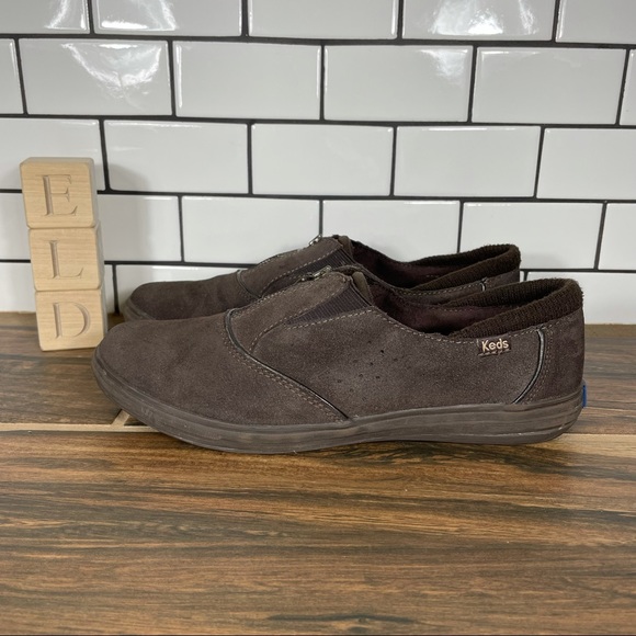 Keds Pacey Front Zip Comfort Sneakers Brown Suede WH51762 Womens Size 7 - Picture 1 of 10